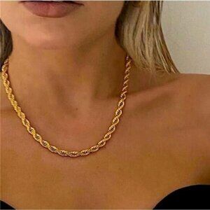 ❤️14k stamped gold Bonded rope chain necklace‎ unisex masculine or feminine